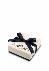 Scatola regalo color crema con nastro blu navy. Presenta il logo "MORELLATO" in nero, con "VENEZIA 1930" stampato sotto. Forma quadrata.