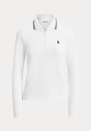 CABLE QUARTER-ZIP LONG-SLEEVE POLO - Πουλόβερ - ceramic white/refined navy