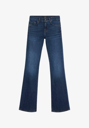 Dzwony wykonane z ciemnoniebieskiego denimu o gładkiej fakturze. Posiadają przednią kieszeń, szlufki na pasek oraz klasyczne zapinanie na guziki.