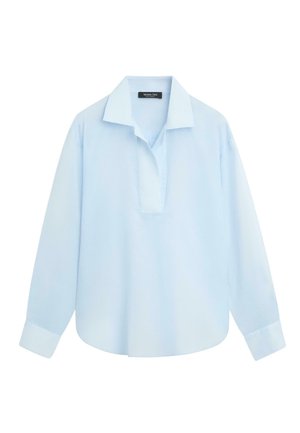 SHIRT WITH DRAWSTRING COLLAR AND APPLIQUÉ 05147847 - Bluse - light blue