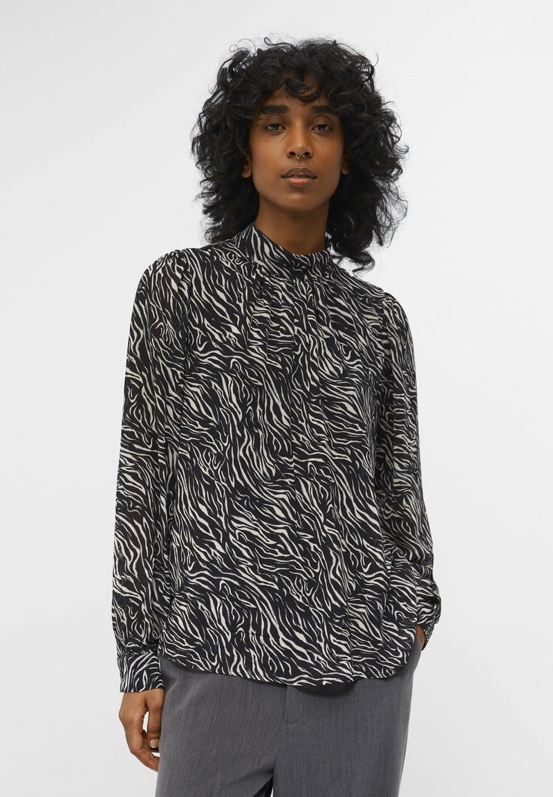 Object - JMILA L/S HIGH NECK NOOS - Blouse - blackaop:sandshell zebra, Enlarge