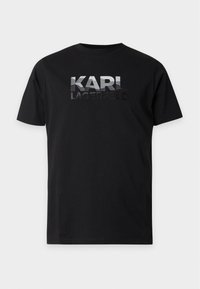 Μαύρο κοντομάνικο T-shirt με ασημί και μαύρο λογότυπο "KARL LAGERFELD" τυπωμένο στο στήθος.