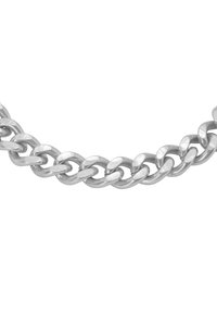 Collana in argento con anelli ovali interconnessi, caratterizzata da una finitura liscia e lucida, e un design robusto, adatta a vari stili.