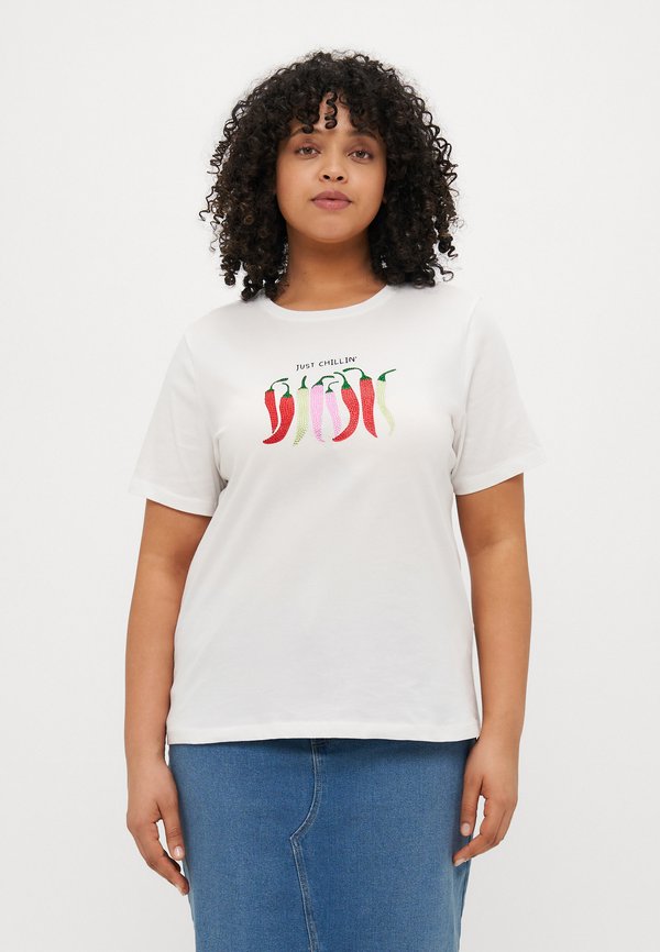 CARKITA LIFE FOOD TEE  - Print T-shirt - cloud dancer