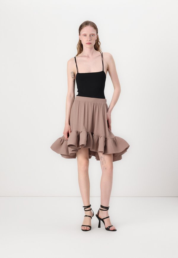 CORI RUFFLED MINI SKIRT - Mini skirt - taupe2