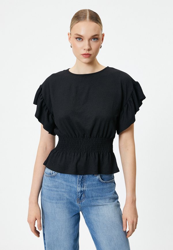 GIMPED SHORT SLEEVE RUFFLE  - Bluse