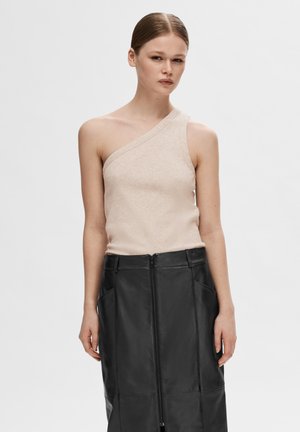 Selected Femme SLFANNA ONE SHOULDER - Top - oatmeal melange