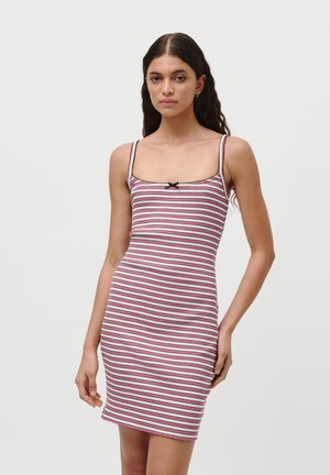 INES DRESS - Jerseykleid - pink/schwarz/weiß
