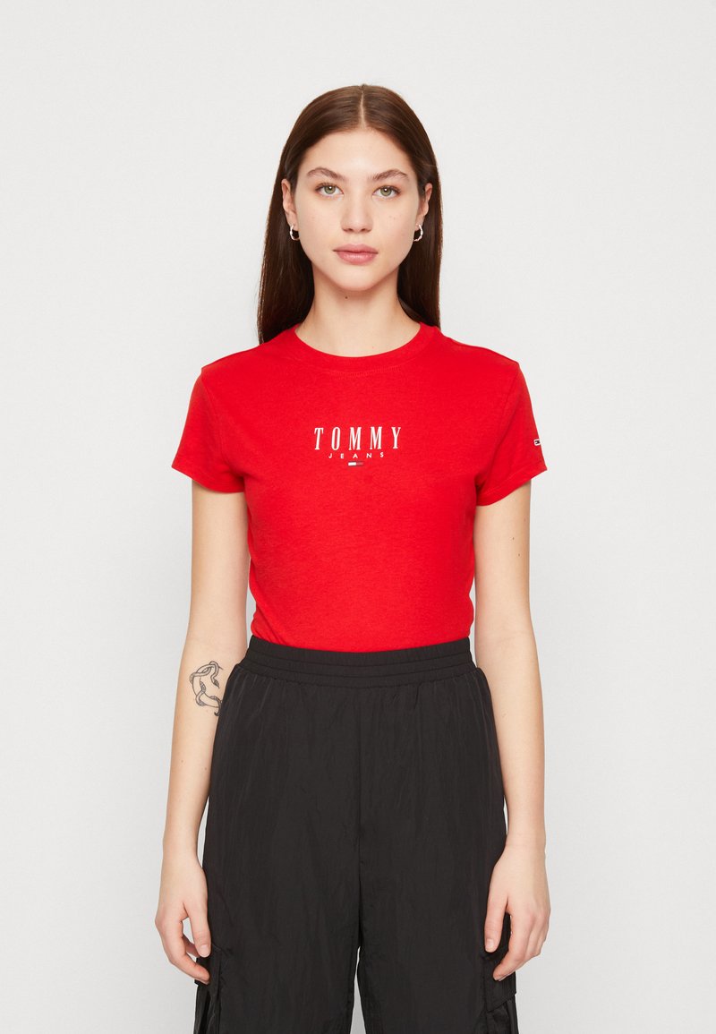 Tommy Jeans ESSENTIAL LOGO Printtipaita deep crimson/punainen