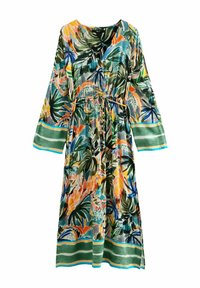 Next KIMONO SLEEVE TIE WAIST - Maxiklänning - green blue palm print