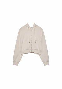 SOFT TOUCH HOODED - Felpa con zip - stone