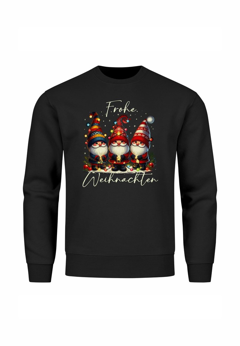 MoonWorks WEIHNACHTEN WICHTEL AUFDRUCK FROHE OUTFIT Sweatshirt