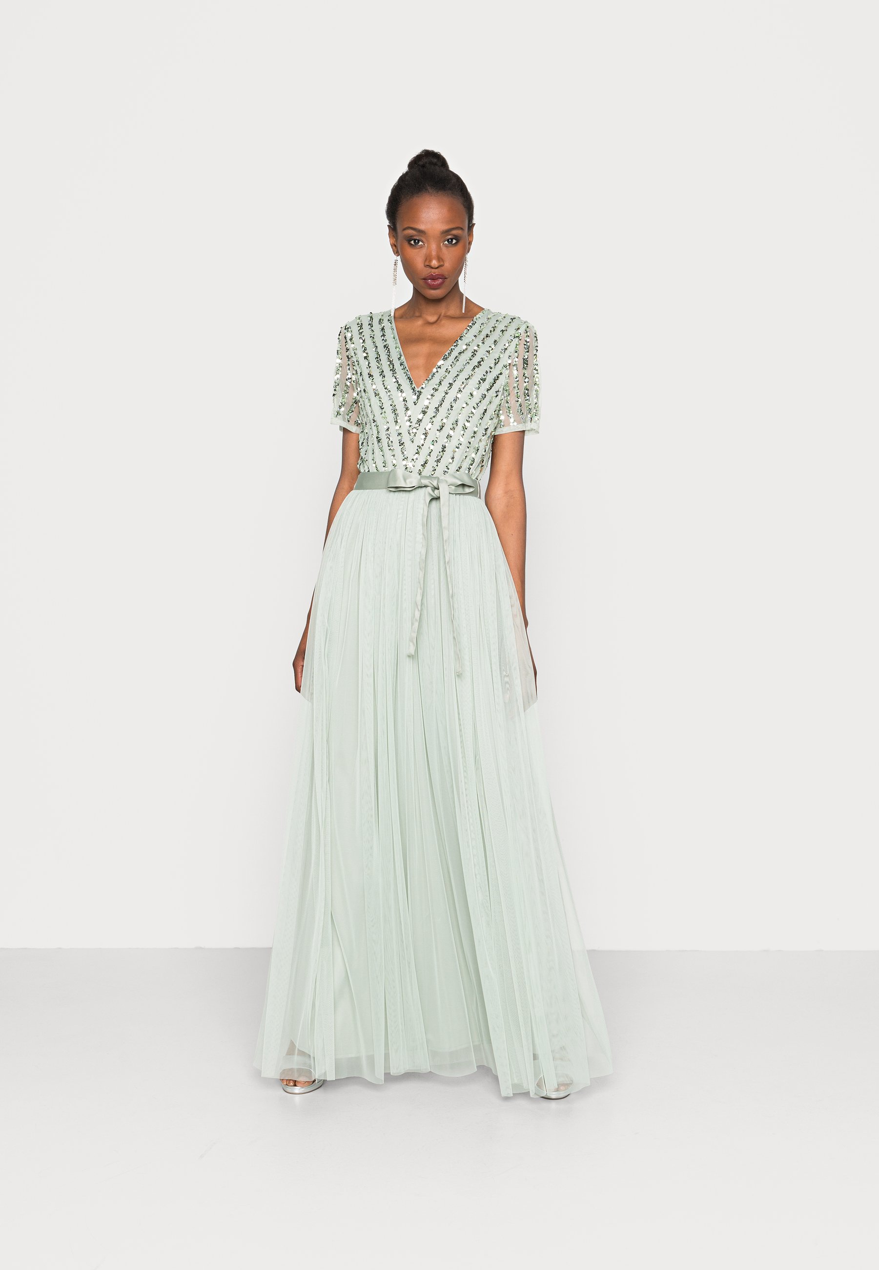Maya Deluxe STRIPE BODICE V NECK MAXI WITH TIE BELT - Ballkleid -  green/grün - Zalando.de
