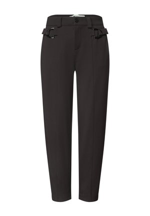 Street One, BARREL LEG HOSE MIT SCHNALLENDETAIL - Pantalon classique - black coffee