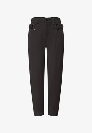 Street One, BARREL LEG HOSE MIT SCHNALLENDETAIL - Pantalon classique - black coffee