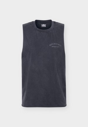 ICANIWILL, GRIT DEEP CUT TANK - Top - stonewashed black