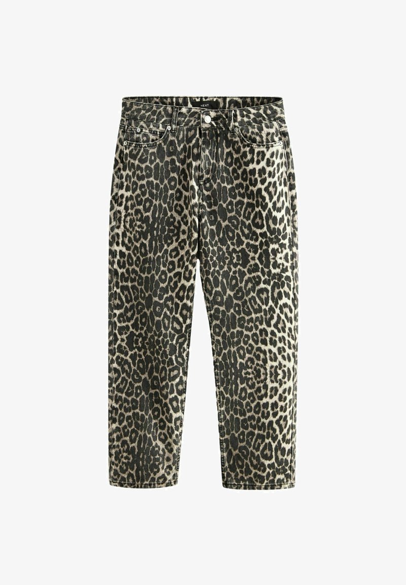 Denim Jeans Animal Print Mom Jeans Brown Leopard Print Relaxed