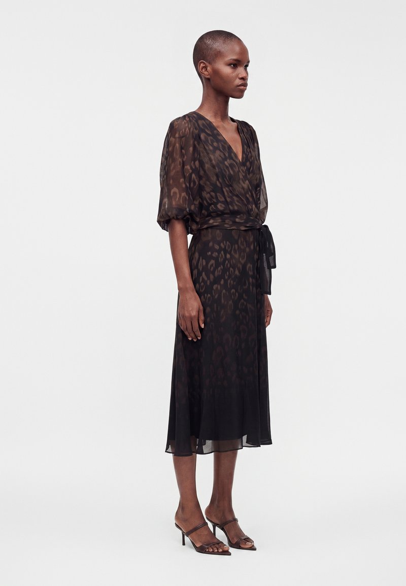 dkny a line dress BALLOON SLEEVE V NECK WITH CLEAN SKIRT - Day 90s Soft Chenille Wool harlem renaissance dresses line silhouette and stylish Color:ruby
