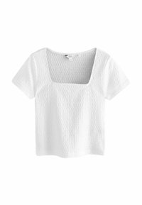 REGULAR FIT - TEXTURED SHORT SLEEVE SQUARE NECK - Majica kratkih rukava s printom - white
