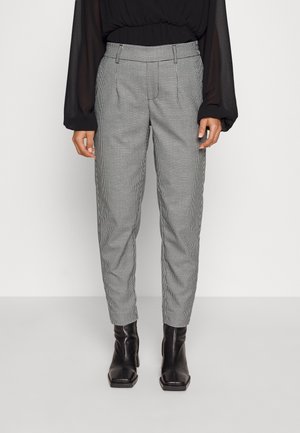 OBJLISA SLIM PANT - Kalhoty - blackaop/white small houndstooth check