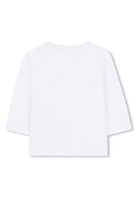 Witte cropped t-shirt van zachte katoen. Heeft korte mouwen en een ronde halslijn. Gladde textuur zonder zichtbare patronen of accenten.