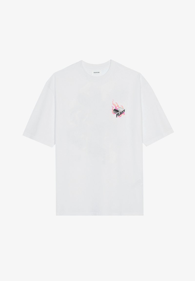 YOURTURN UNISEX - Print T-shirt - white