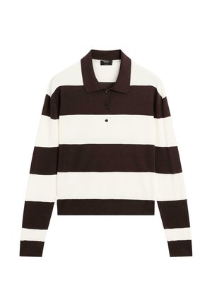 Massimo Dutti STRIPED WITH COLLAR - Langarmshirt - dark brown