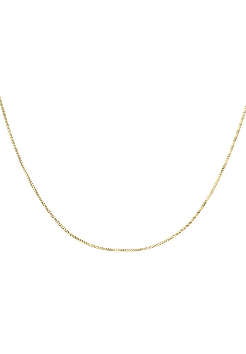 Gouden ketting met een gladde, fijne schakeling. Het is slank, flexibel en heeft een gepolijste afwerking.