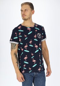 Unselected, navy surfing flamingo