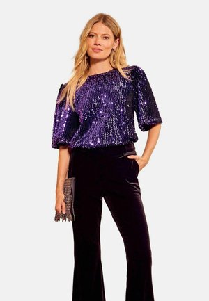 REGULAR FIT - SEQUIN SHORT SLEEVE  - Blusa - purple