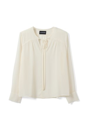 Les Copains, REGULAR-FIT BLOUSE WITH V-NECK AND TIE DETAIL - Bluse - ivory white