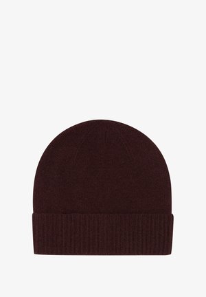 Bordeaux gebreide beanie met een geribde boord. Zachte textuur, ronde bovenkant en naadloos ontwerp. Geschikt voor casual outfits in koudere weersomstandigheden.