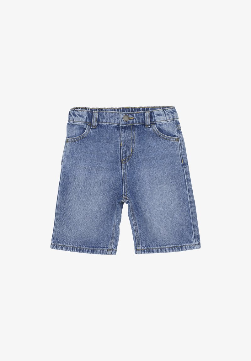 Denimshorts i ljusblått med en klassisk femficksdesign, med knapp- och dragkedjestängning samt stickningsdetaljer.