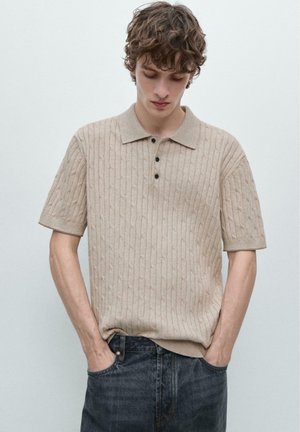 Massimo Dutti SHORT SLEEVE - Polo - mottled light brown