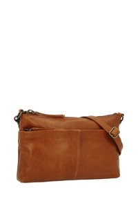 Brūns ādas pleca soma ar gludu tekstūru, ar rāvējslēdzēja aizdari un regulējamu siksnu. Iespējama priekšējā kabata papildu uzglabāšanai.