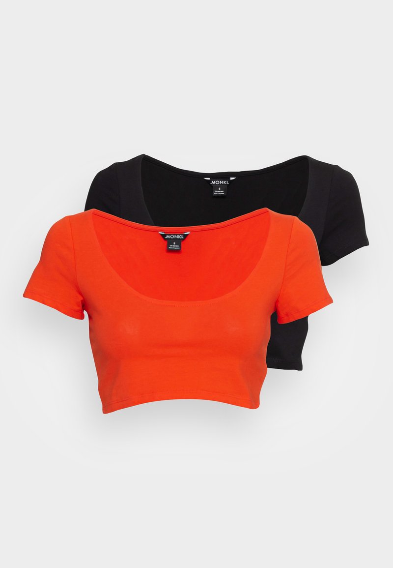 Damen T-Shirts | Monki 2 PACK T-Shirt basic red/black/mehrfarbig - AM64021 Damen T-Shirts | Monki 2 PACK T-Shirt basic red/black/mehrfarbig - AM64021