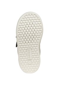 Suola di una scarpa Geox con una superficie in gomma bianca, textured, caratterizzata da un motivo geometrico e fori di ventilazione per la traspirabilità.