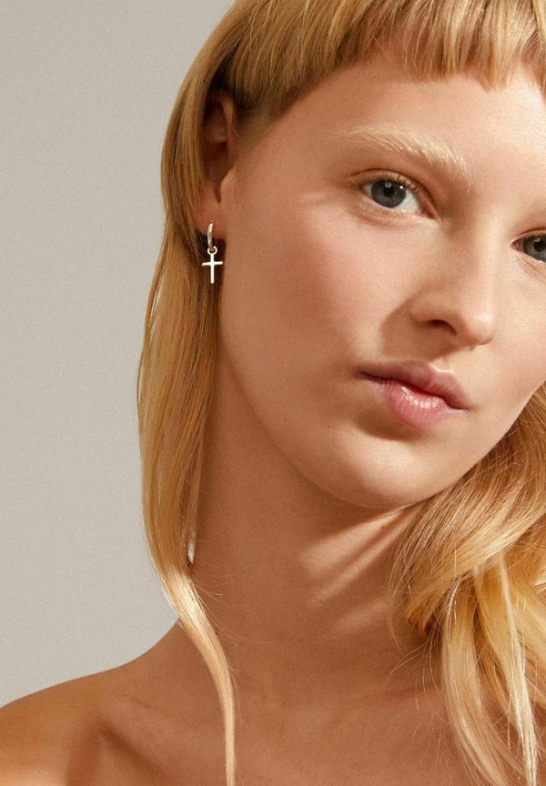 DAISY UNISEX HOOP CROSS - Ohrringe - silver plated