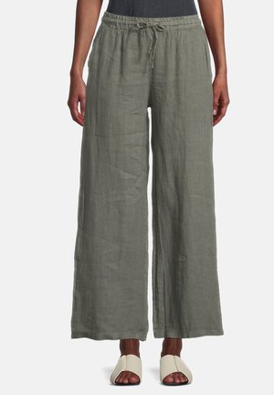 MIT BINDEGÜRTEL - Broek - linen green