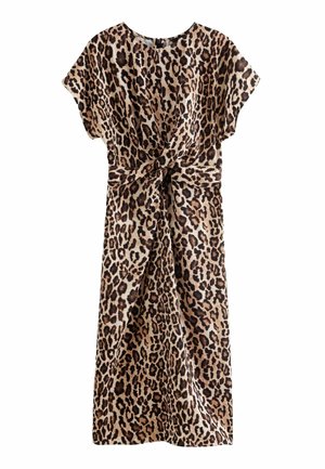 Next TWIST WAIST SHORT SLEEVE PETITE - Vestito lungo - leopard animal print