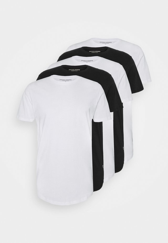JJENOA TEE CREW NECK 5 PACK - T-Shirt basic - white/black