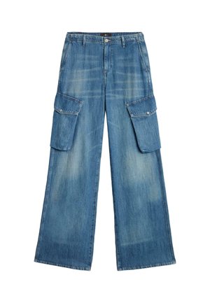 7 for all mankind, 7 FOR ALL MANKIND WIDE LEG FIT JEANS CARGO LOTTA - Arbejdsbukser - mid blue
