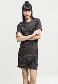 Urban Classics - LADIES CAMO TEE DRESS - Jersey dress - black Thumbnail Image 1