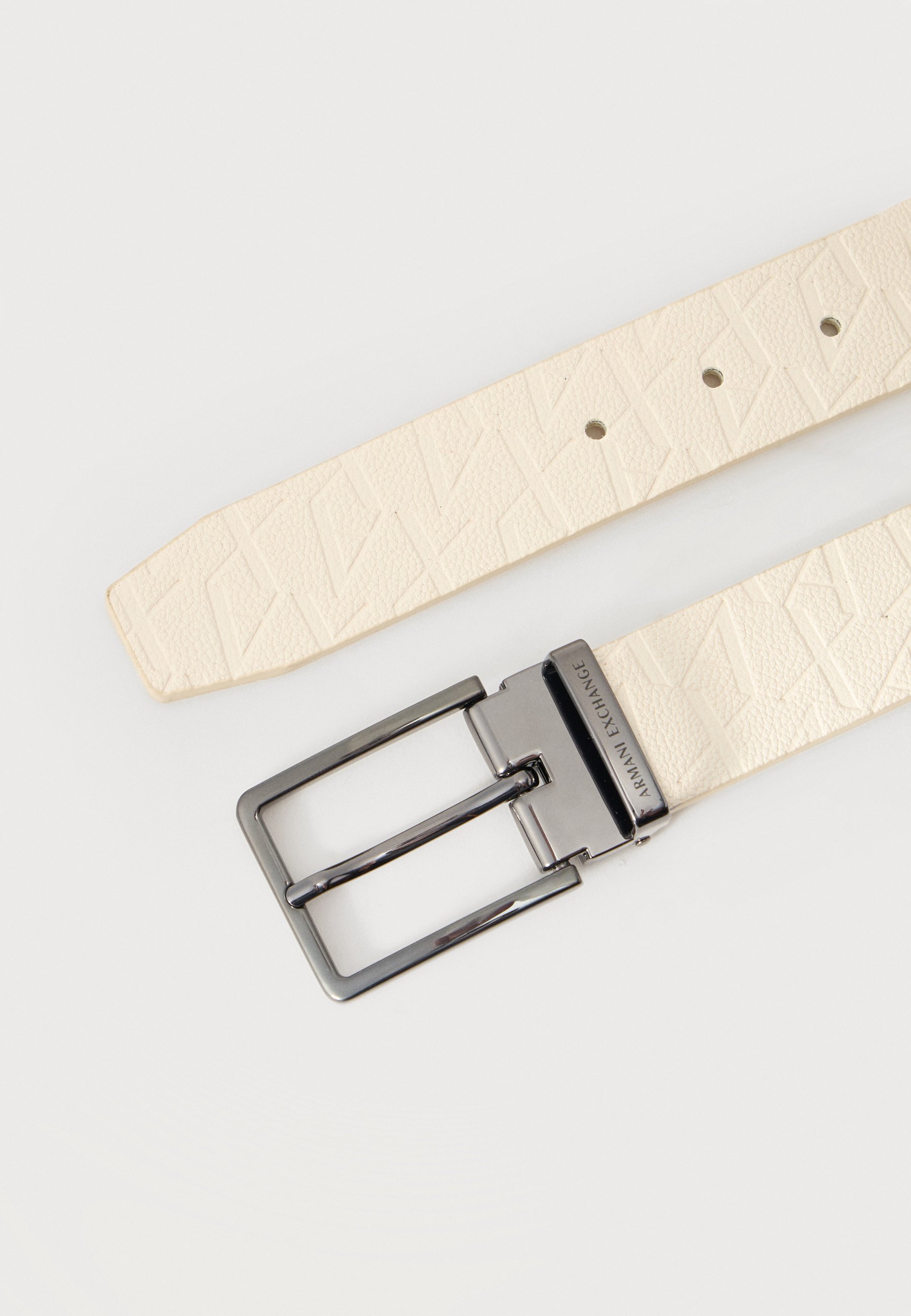 Armani Exchange AX LOGO BELT UNISEX - Belt - cream/off-white