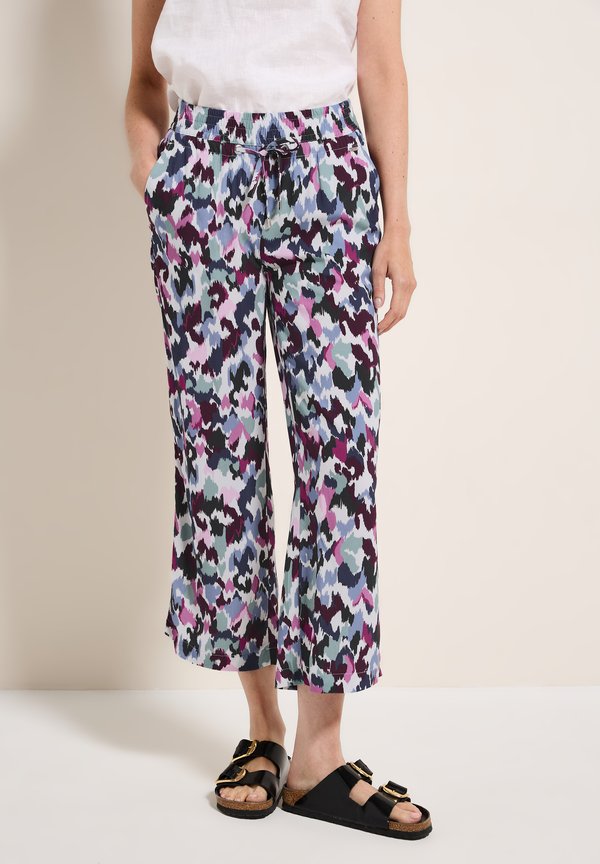 GEMUSTERTE WIDE LEG - Stoffhose - weiß