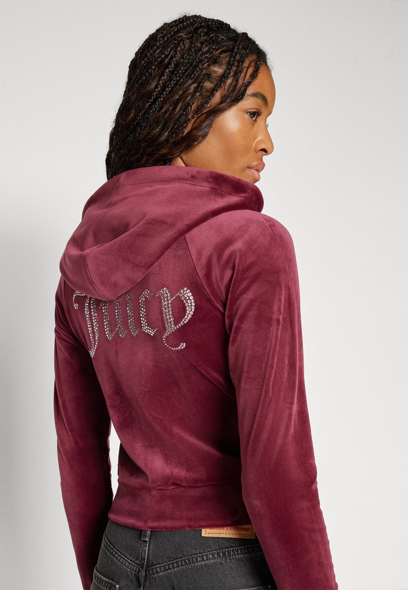 Juicy Couture DIAMANTE HOODIE - Zip-up sweatshirt - tawny port/dark red -  Zalando.ie