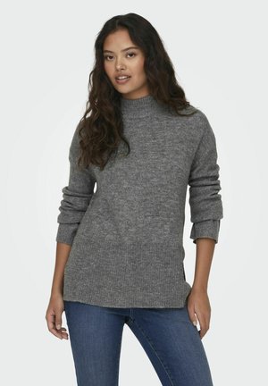 HIGH NECK - Strickpullover - dark grey melange
