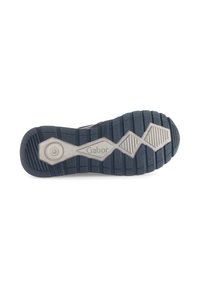 Dark blue rubber shoe sole with textured grip patterns and a beige design element. Features the "Gabor" logo near the heel.