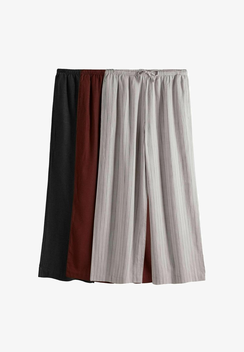 THE SET 3 PACK PULL ON WIDE - Pantaloni - black red ecru stripe