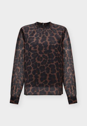 VILA, VIEMMA HIGHNECK  - Блуза - black beauty/seal brown leo